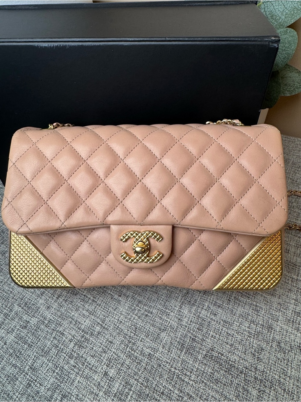CHANEL Quilted Blush Pink Leather Shoulder Bag with Gold Hardware